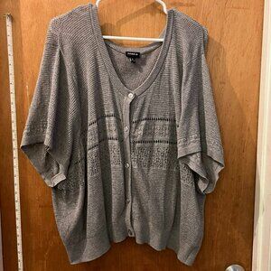 Size 5(5X) - Torrid - Gray Short Sleeve Cardigan Sweater